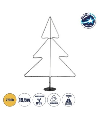 GLOBOSTAR® XMAS-TREE-SMALL Χριστουγεννιάτικο Διακοσμητικό Φωτιστικό LED 19,5W 780lm 360° AC 220-240V Αδιάβροχο IP65 Θερμό Λευκό 2700K - Μαύρο & Διάφανο - M102 x Π25 x Υ142cm - 2 Χρόνια Εγγύηση